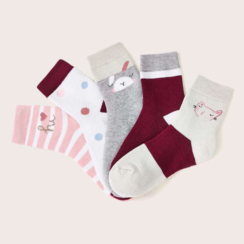 

Striped Pattern Socks 5pairs, Multicolor