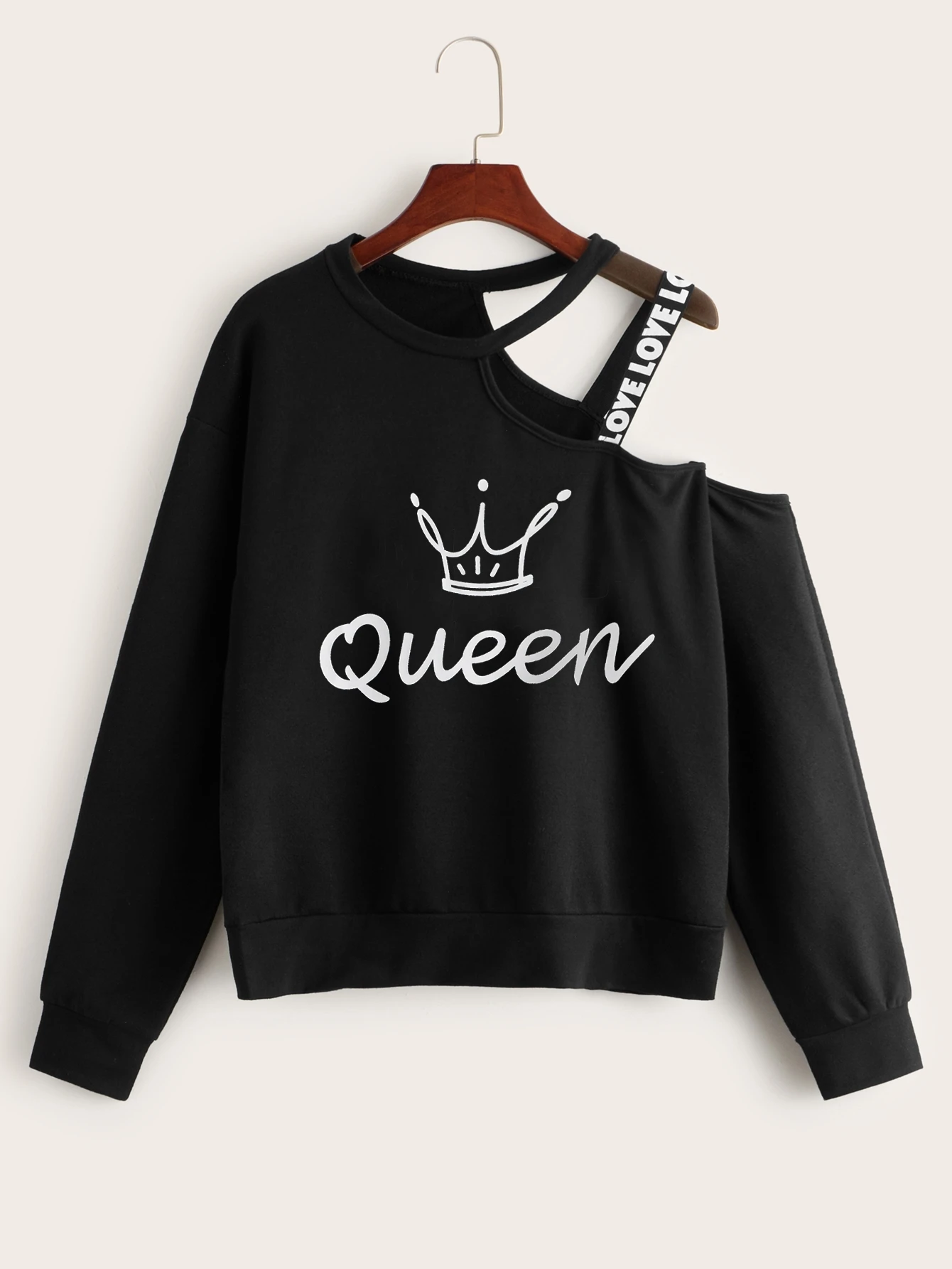 Asymmetrical neck sweatshirt clearance