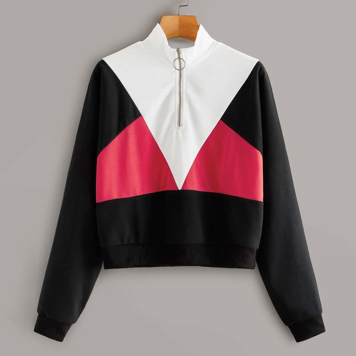 

Cut And Sew Panel Half Zip Sweatshirt, Multicolor