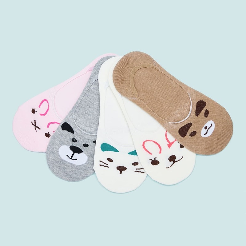 

Cartoon Animal Pattern Invisible Socks 5pairs, Multicolor