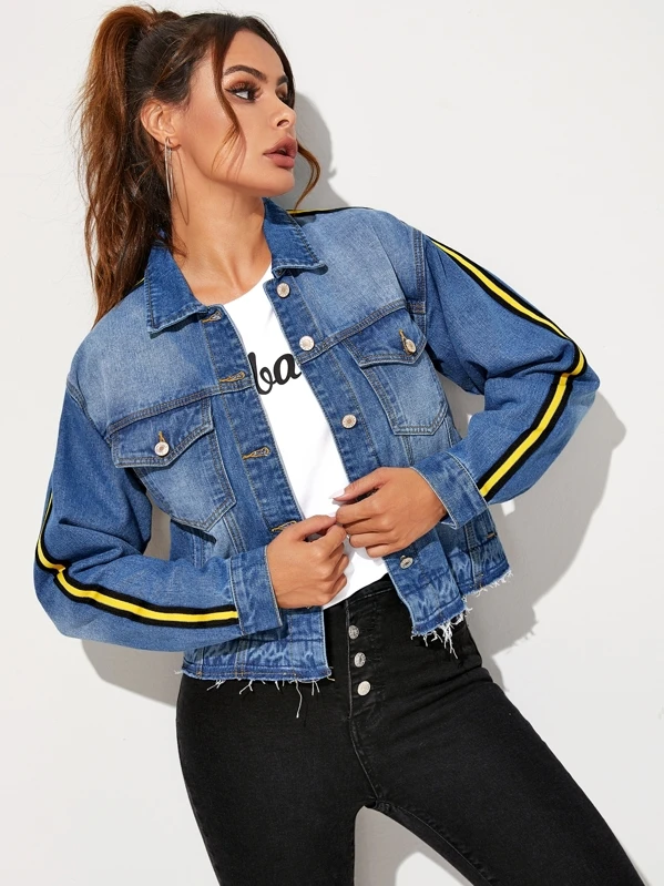 side stripe denim jacket