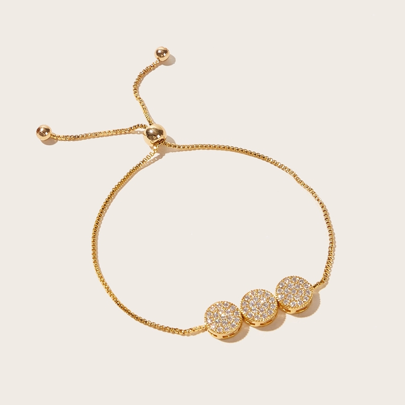 

Glitter Round Decor Chain Bracelet 1pc, Gold