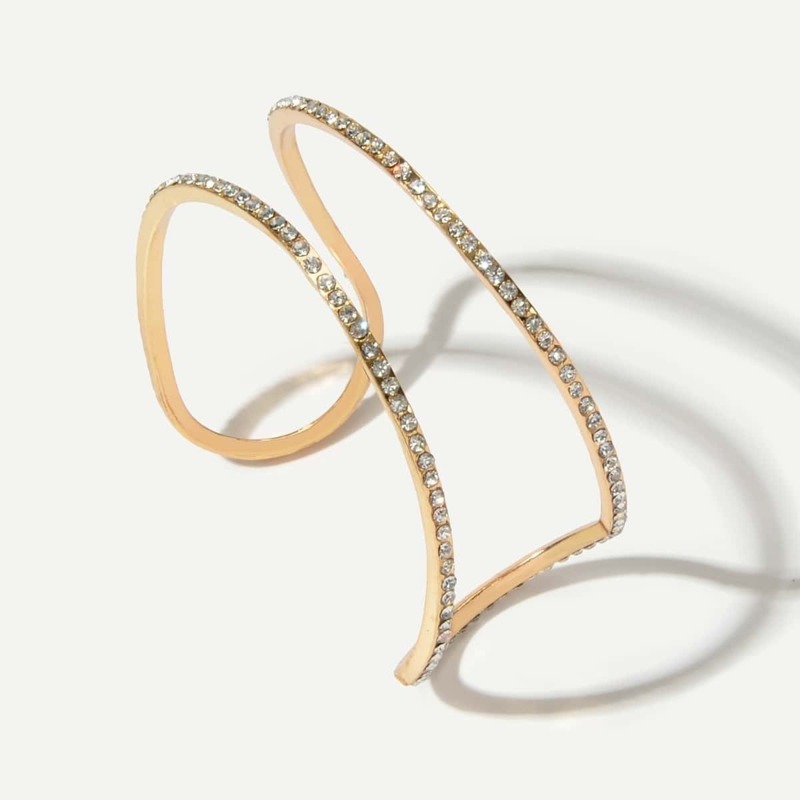 

Rhinestone Engraved Geometric Cuff Bracelet 1pc, Multicolor