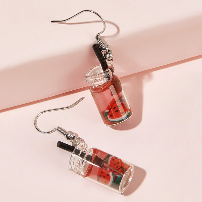 

Watermelon Bottle Drop Earrings 1pair, Multicolor