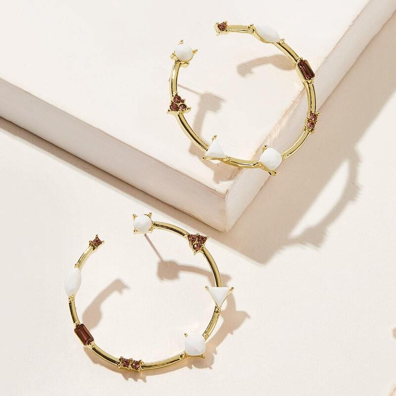 

Triangle Decor Cuff Hoop Earrings 1pair, Gold