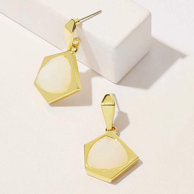 

Irregular Geometric Drop Earrings 1pair, Gold