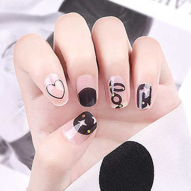 

Letter & Star Shaped Nail Sticker 1 Sheet, Black and white