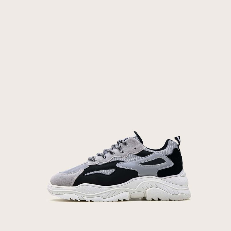 

Guys Lace-up Front Chunky Sole Trainers, Grey