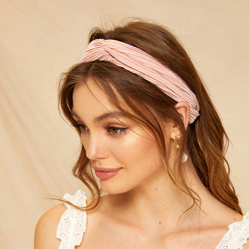 

Pleated Twist Headband, Baby pink