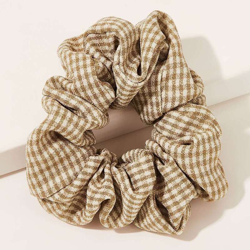 

Plaid Pattern Scrunchie, Khaki
