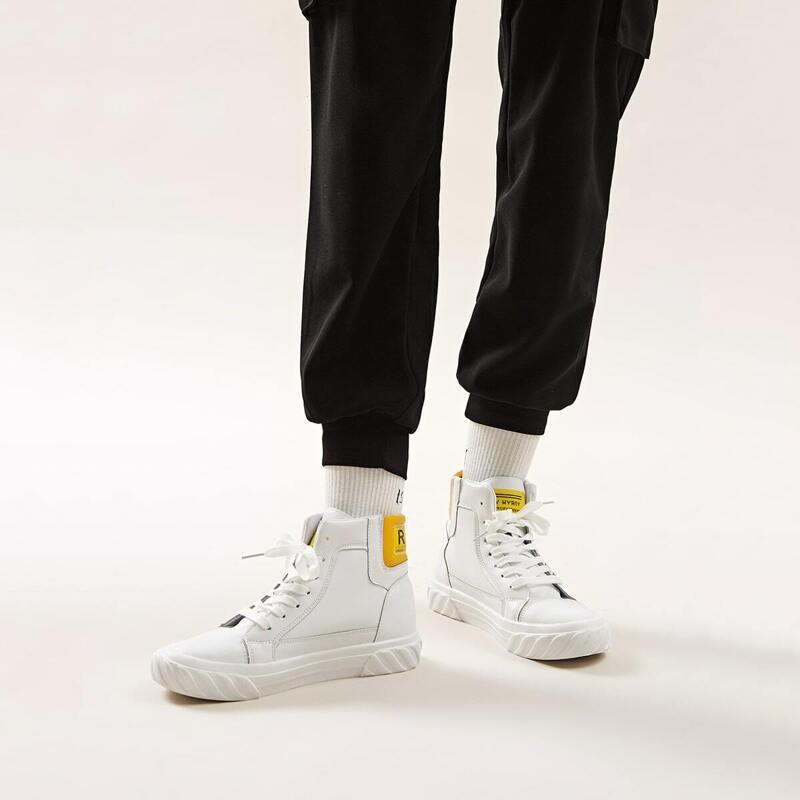 

Sign Patch Detail High Top Trainers, White
