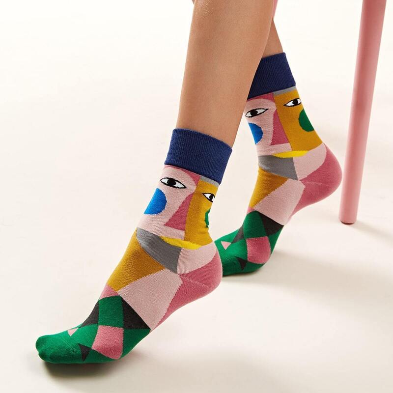 

Geometric Eye Pattern Sock, Multicolor