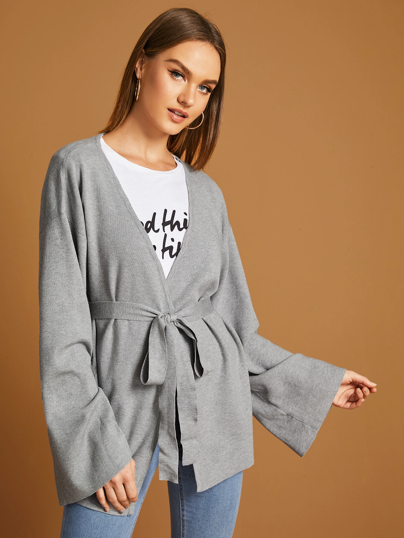 Cardigan con cinturon clearance