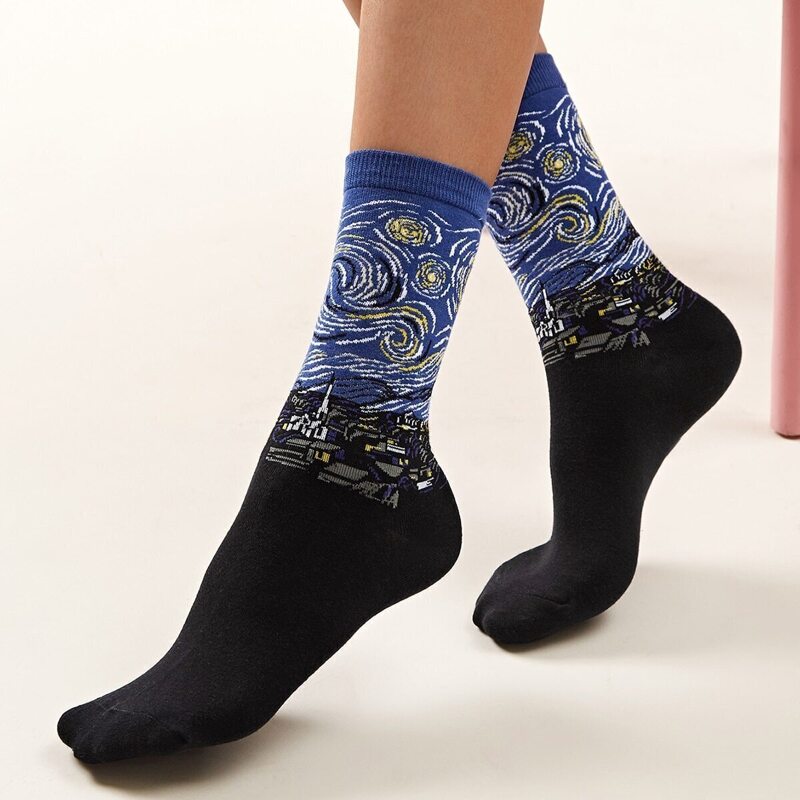 

Starry Night Pattern Socks 1pair, Multicolor