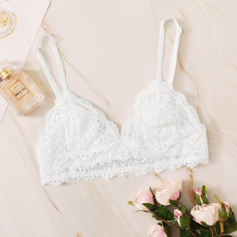 

Floral Lace Bralette, White