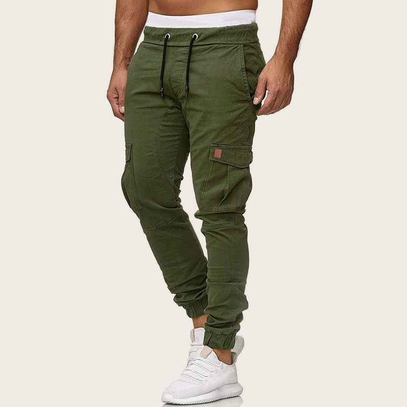 

Guys Side Pocket Drawstring Waist Cargo Pants, Army green