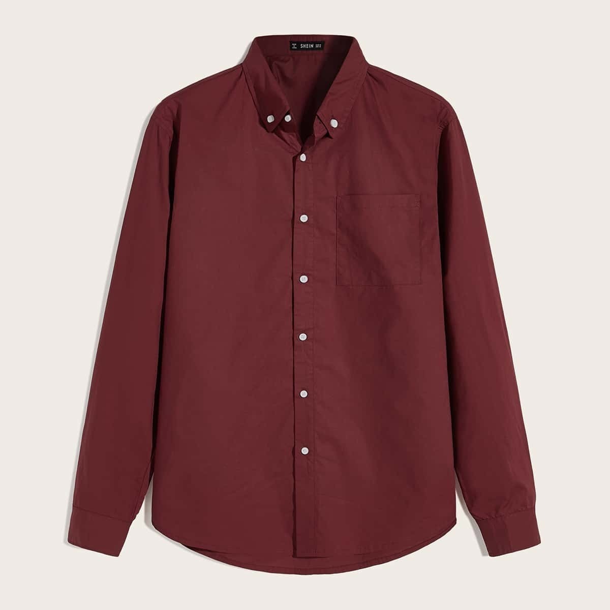 

Guys Single Pocket Button Down Shirt, Burgundy