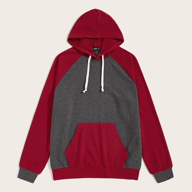

Guys Two Tone Raglan Sleeve Heather Grey Hoodie, Multicolor
