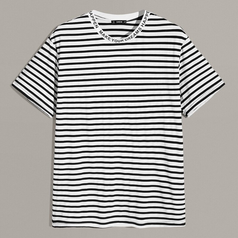 

Guys Letter Tape Striped Tee, Black and white