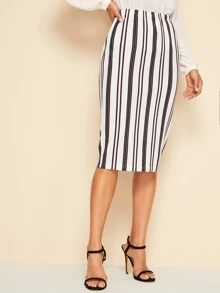 SHEIN Clasi 條紋鉛筆半身裙 - 彩色 - 查看 5