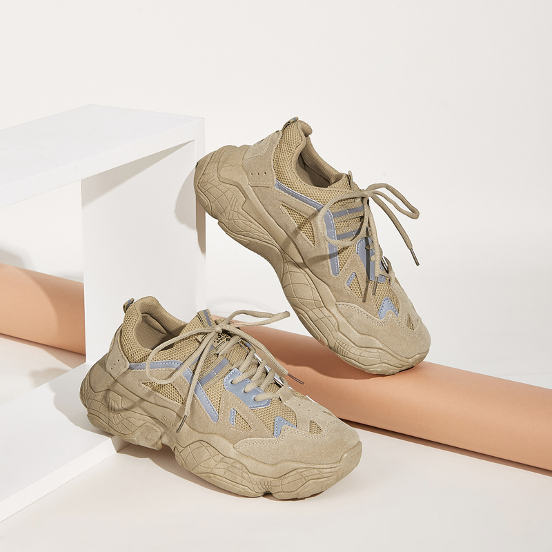 Guys Lace-up Front Chunky Sneakers, Khaki