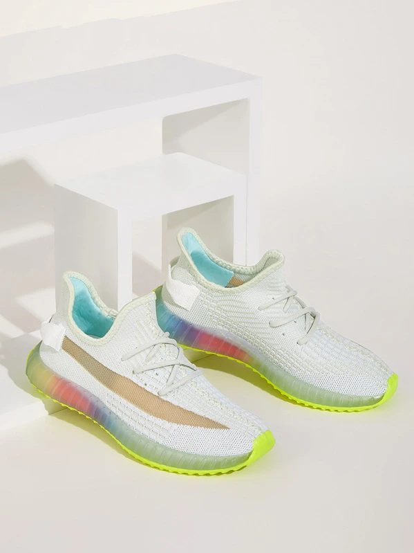 Rainbow sole lace up sneakers Clearance