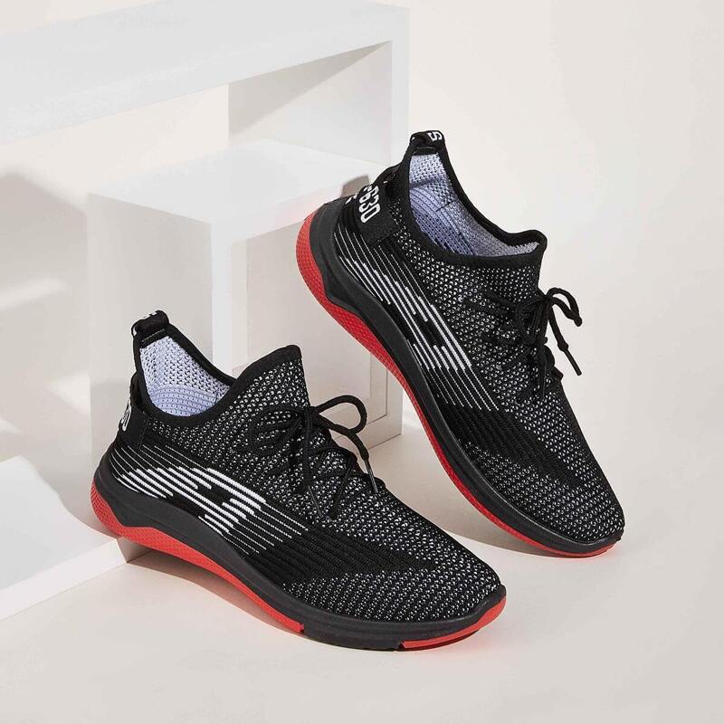 

Guys Lace-up Front Knit Trainers, Black