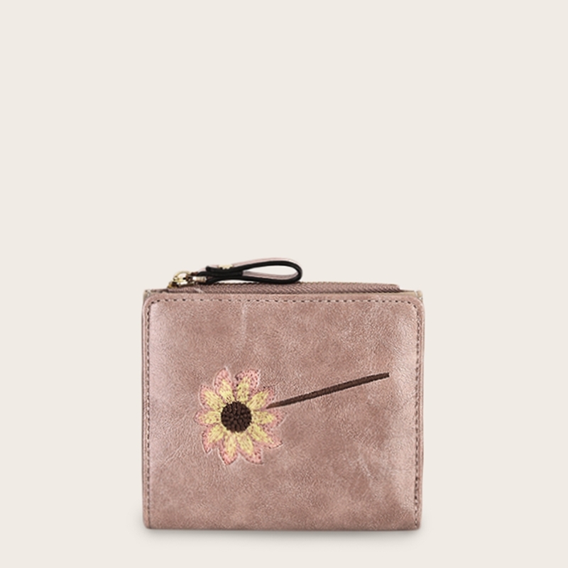 

Floral Embroidered Fold Over Purse, Pink