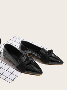 Point Toe Knotted Decor Flat Loafers