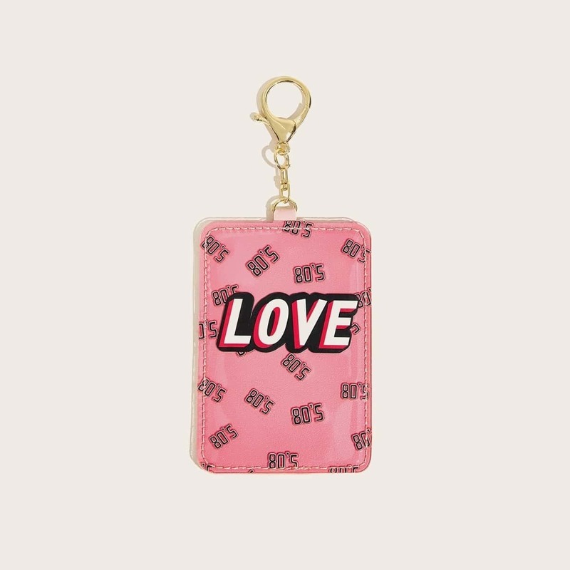 

Letter Pattern Card Holder Bag Accessory, Pink