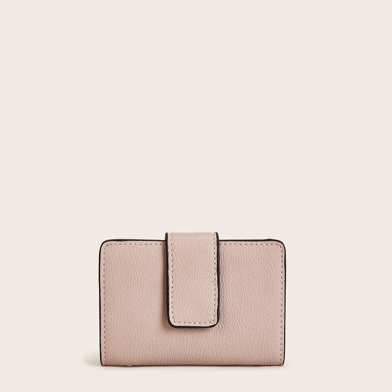 

Snap Button Solid Card Holder, Pink