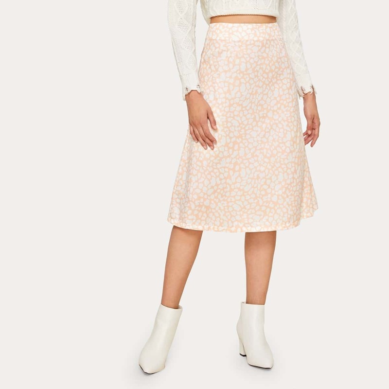

Dalmatian Print High Rise Midi Skirt, Orange pastel