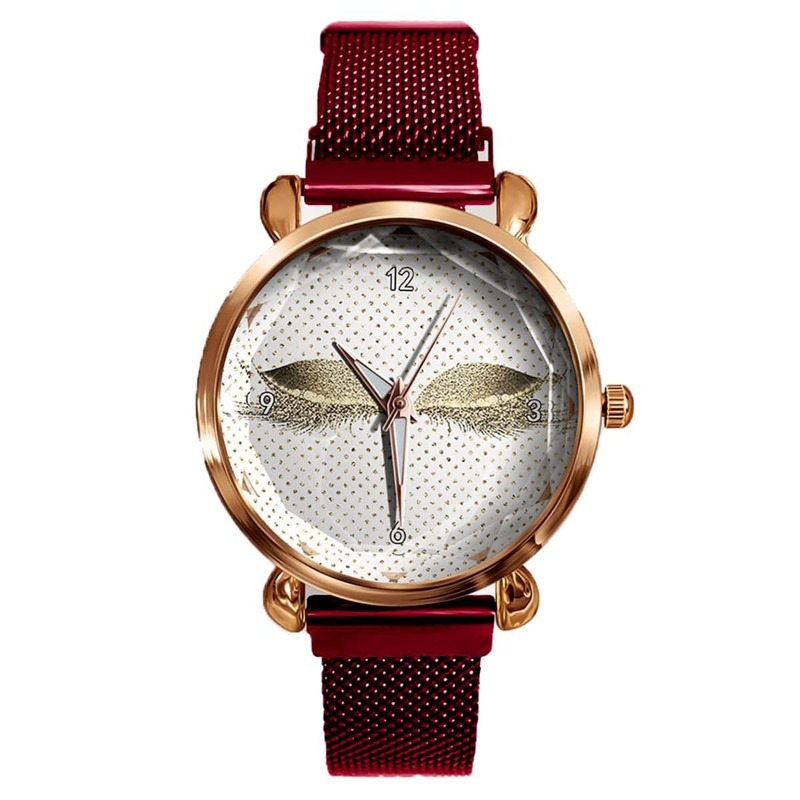 

Eyelash Print Round Dial Pointer Quartz Watch