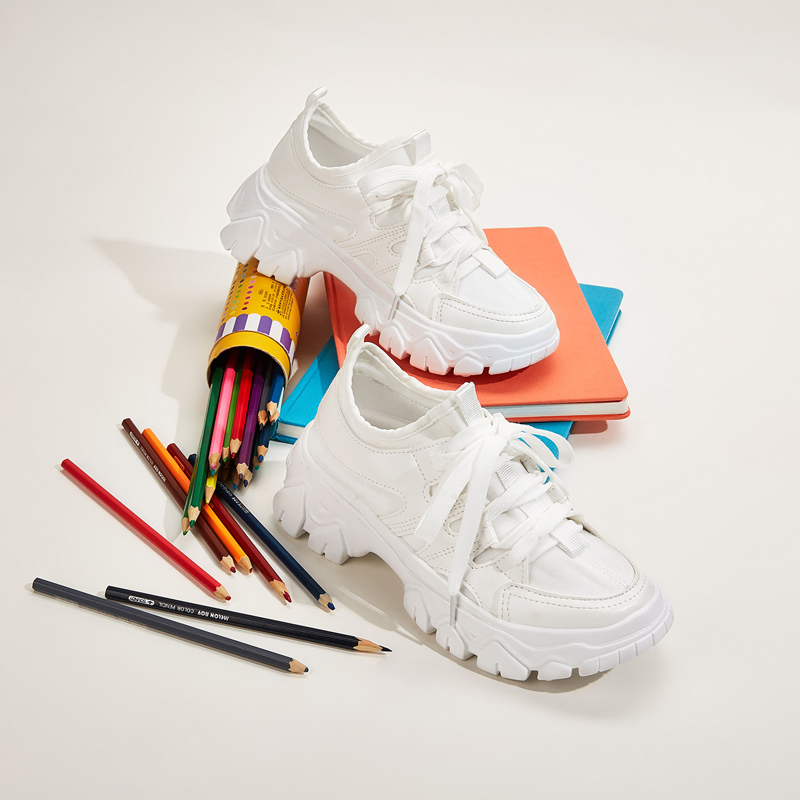 

Lace-up Front Chunky Sole Trainers, White
