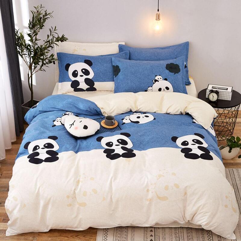 

Cartoon Panda Print Sheet Set, Multicolor