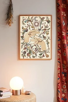 Pintura mural con mano y flor sin marco - Multicolor - Ver 1