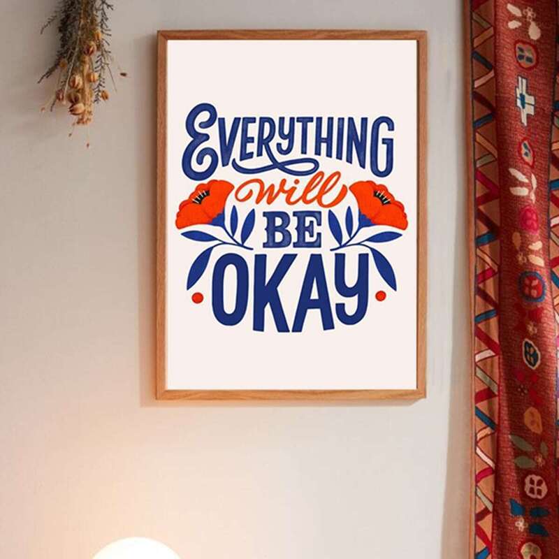 

Slogan & Flower Wall Print Without Frame