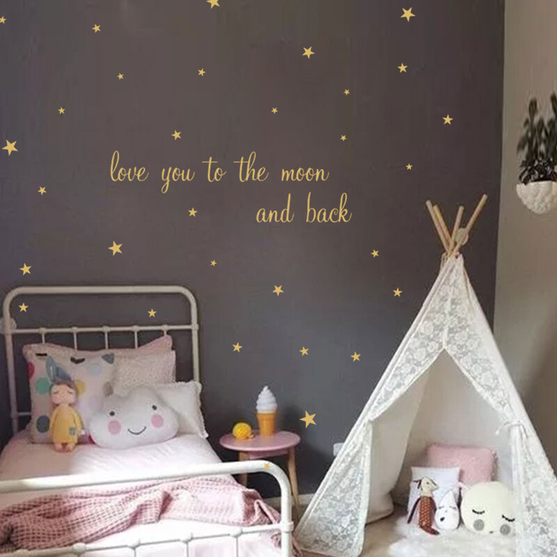 

Slogan & Star Print Wall Sticker, Black and white