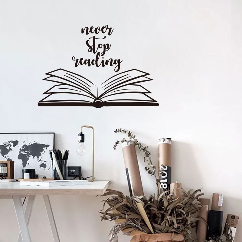 

Book & Slogan Print Wall Sticker