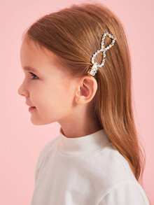 Toddler Girls Rhinestone Engraved Bow Tie Hair Clip 2pcs Shein In