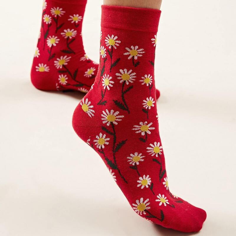 

Daisy Pattern Socks 1pair, Multicolor