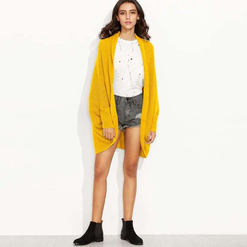 

Neon Yellow Batwing Sleeve Cardigan, Yellow bright