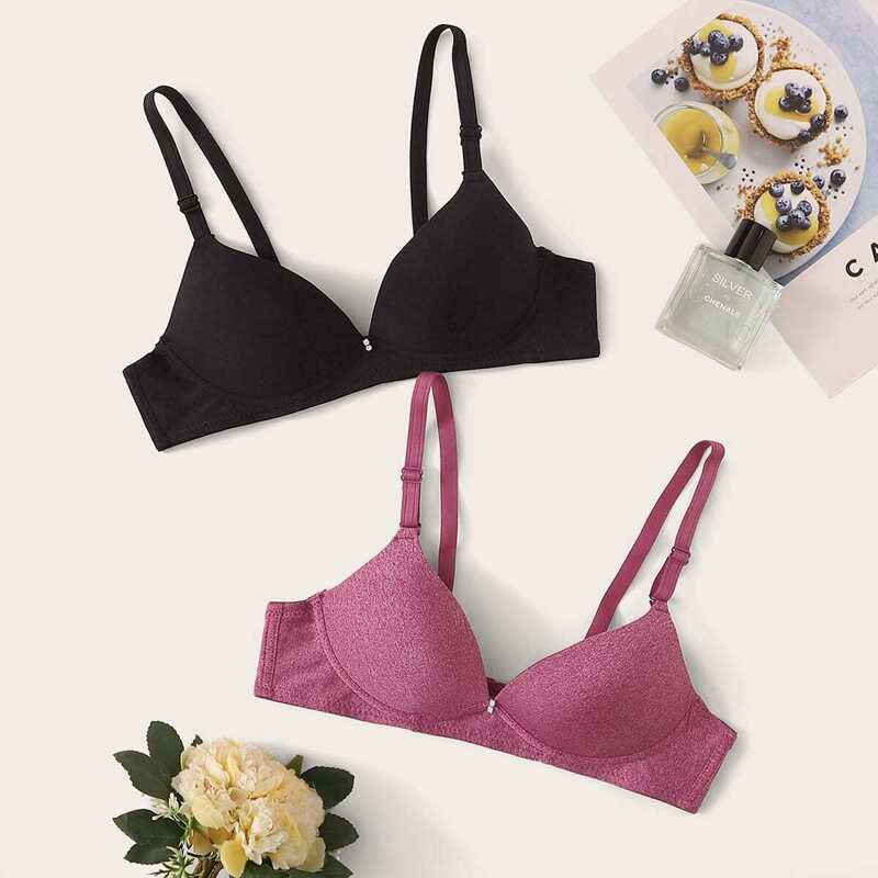 

Adjustable Strap Bra Set 2pack, Multicolor