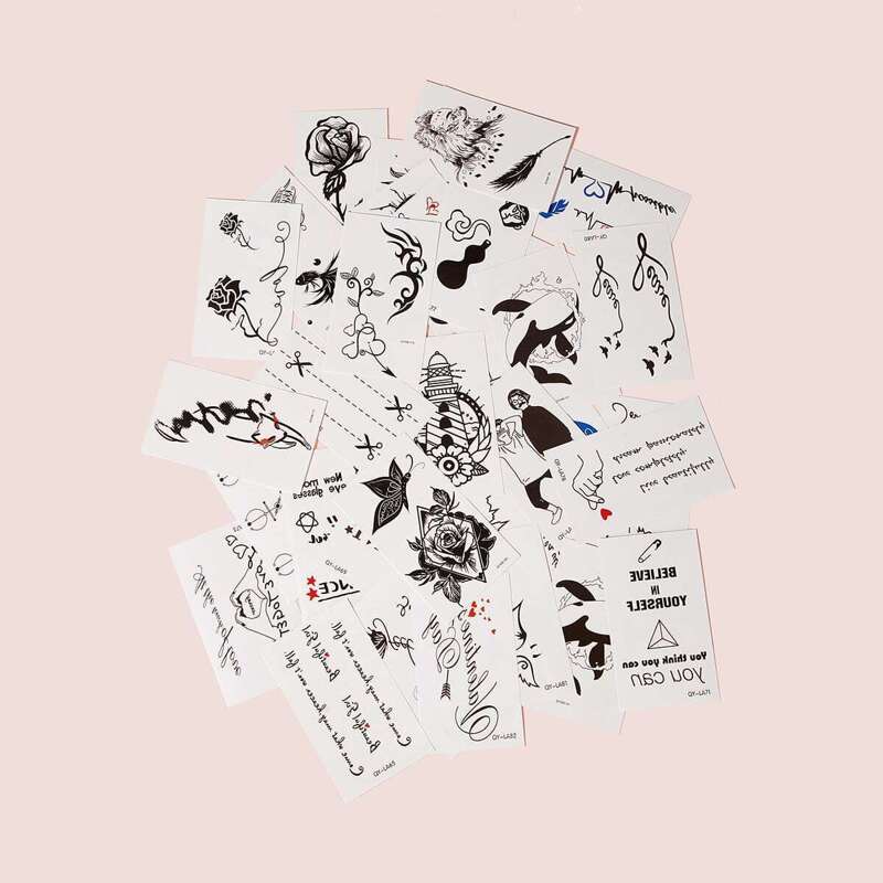 

Flower Pattern Tattoo Sticker 50sheets, Black