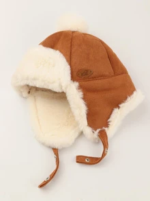 Baby Winter Pom Pom & Buckle Decor Hat - Khaki - View 5