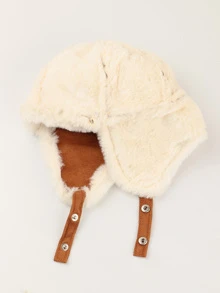 Baby Winter Pom Pom & Buckle Decor Hat - Khaki - View 7