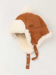 Baby Winter Pom Pom & Buckle Decor Hat - Khaki - View 2