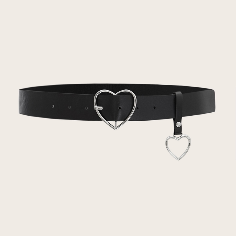 

Heart Decor Buckle Belt, Black