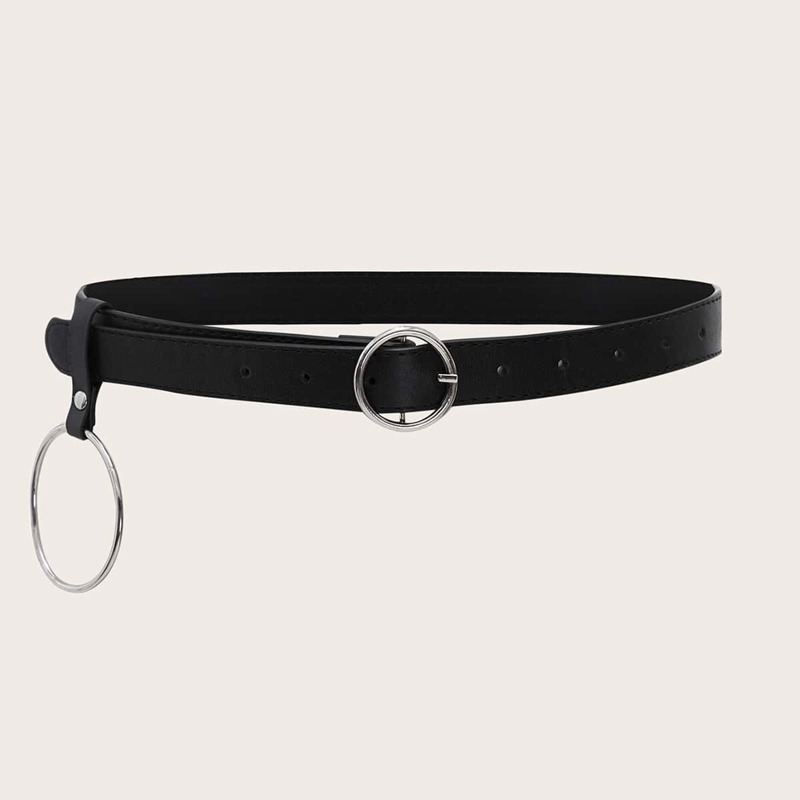 

Ring Decor O-ring Buckle Belt, Black