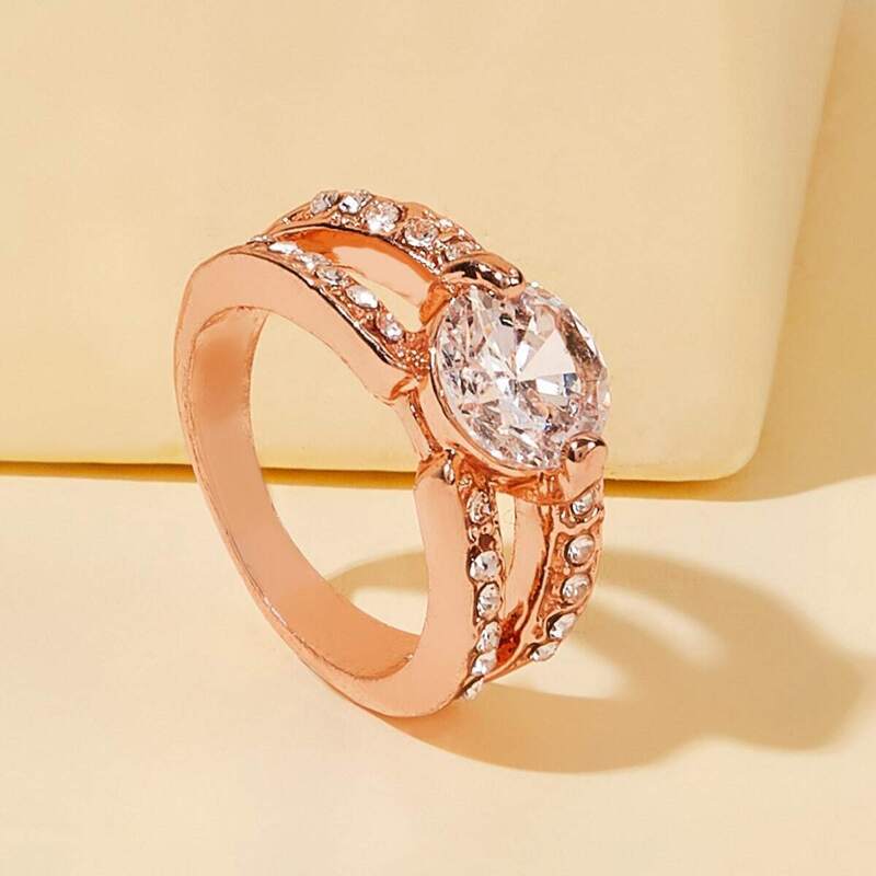 

Rhinestone Decor Ring 1pc, Gold